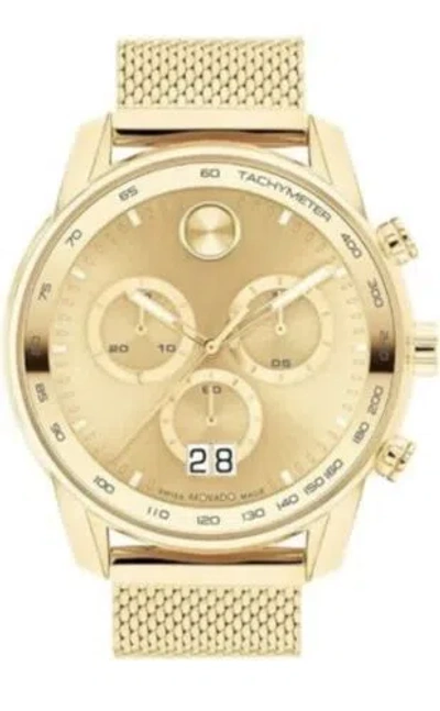 Pre-owned Movado Brand  Bold Men's Gold Stainless Steel 48mm Chronograph Watch 3600911