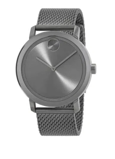 Pre-owned Movado Brand  Bold Men's Gray Dial Stainless Steel Mesh Band Watch 3600902