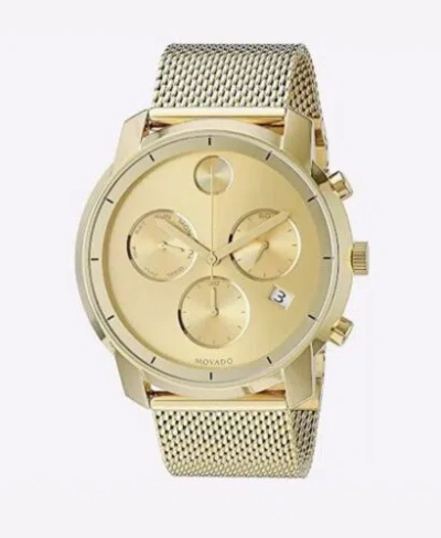 Pre-owned Movado Brand  Bold Men's Pvd Yellow Gold 44mm Mesh Band Watch 3600372