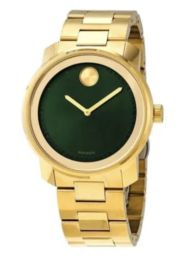 Pre-owned Movado Brand  Bold Men's Yellow Gold Green Dial 42mm Watch 3600582