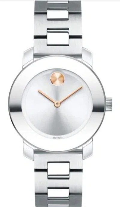 Pre-owned Movado Brand  Bold Silver Sunraydial Woman's Watch 3600433