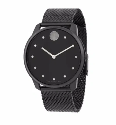 Pre-owned Movado Brand  Bold Thin Men's Black Ion Plated Stainless Steel Watch 3600904