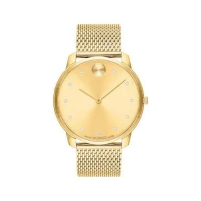 Pre-owned Movado Brand  Bold Thin Men's Gold Tone Stainless Steel Quartz Watch 3600903