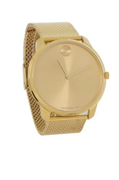 Pre-owned Movado Brand  Bold Thin Men's Yellow Gold 40mm Mesh Band Watch 3600833