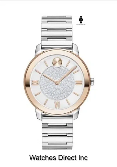Pre-owned Movado Brand  Bold Women's Crystal Dial Rose Gold 32mm Watch 3600773