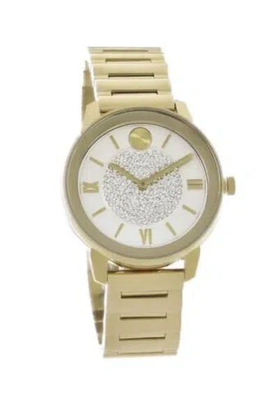 Pre-owned Movado Brand  Bold Women's Crystal Dial Yellow Gold 32mm Watch 3600774