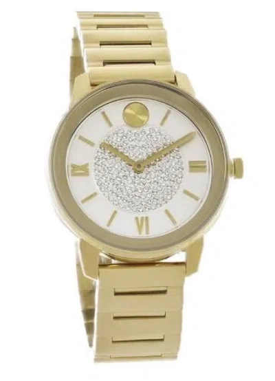 Pre-owned Movado Brand  Bold Women's Crystal Dial Yellow Gold 32mm Watch 3600774