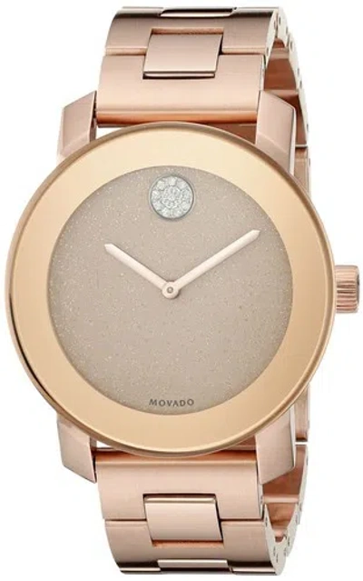 Pre-owned Movado Brand  Bold Women's Glitter Dial Rose Gold Watch 3600335