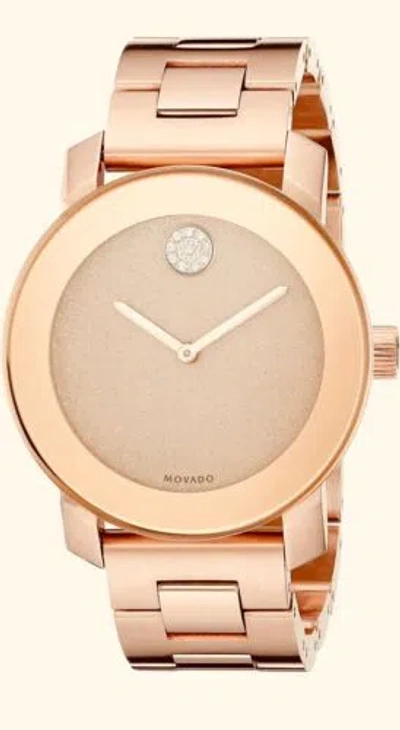 Pre-owned Movado Brand  Bold Women's Glitter Dial Rose Gold Watch 3600335