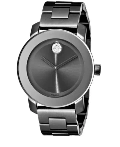 Pre-owned Movado Brand  Bold Women's Grey Stainless Steel Crystal Dot Watch 3600103