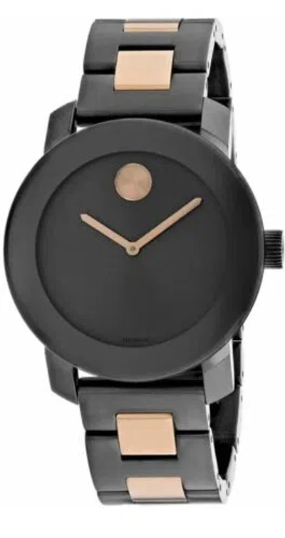 Pre-owned Movado Brand  Bold Women's Gunmetal Rose Gold Stainless Steel Watch 3600327