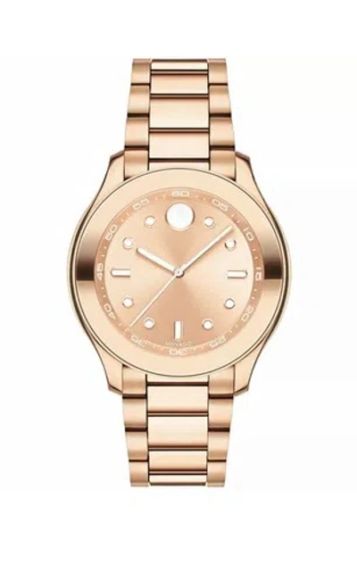 Pre-owned Movado Brand  Bold Women's Rose Gold Stainless Steel Bracelet Watch 3600417