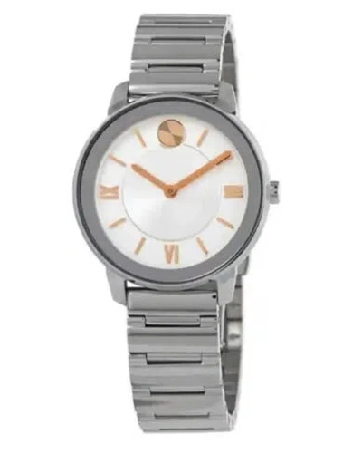 Pre-owned Movado Brand  Bold Women's Stainless Steel Rose Gold Dial Watch 3600590