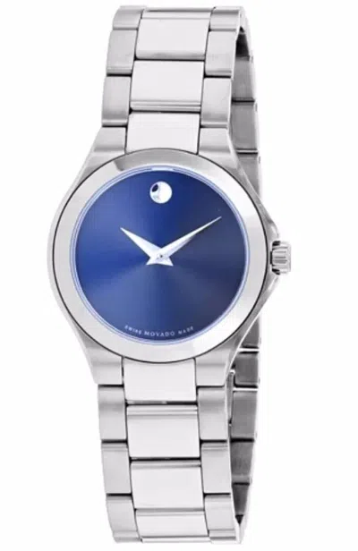 Pre-owned Movado Brand  Defio Women's Blue Dial Stainless Steel Swiss Watch 0607309