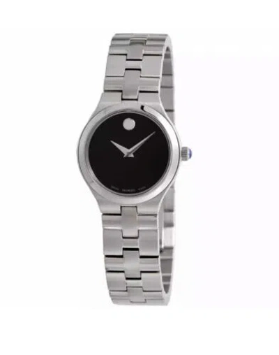 Pre-owned Movado Brand  Juro Women's Stainless Steel Black Dial Watch 0607444