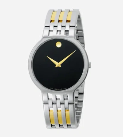 Pre-owned Movado Brand  Men's Esperanza Black Dial Two Tone Slim Watch 0606962