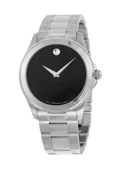 Pre-owned Movado Brand  Men's Junior Sport Black Dial Stainless Steel Watch 0605746 In Silver