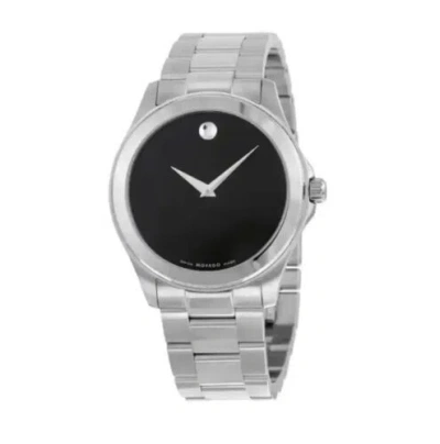Pre-owned Movado Brand  Men's Junior Sport Black Dial Stainless Steel Watch 0605746 In Silver