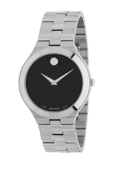 Pre-owned Movado Brand  Men's Juro Black Dial Stainless Steel Watch 0607442