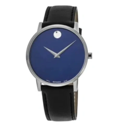 Pre-owned Movado Brand  Men's Museum Classic Blue Dial Leather Strap Watch 0607313