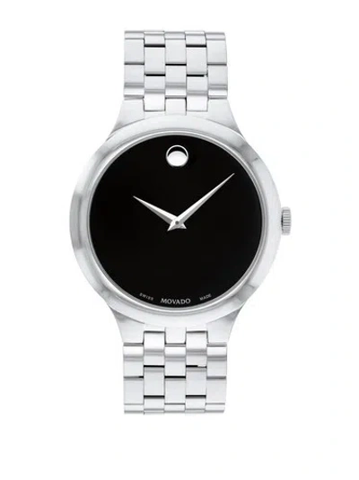 Pre-owned Movado Brand  Men's Veturi Black Dial Stainless Steel 40mm Watch 0607415