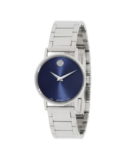 Pre-owned Movado Brand  Women's Classic Museum Blue Dial Stainless Steel Watch 0607235