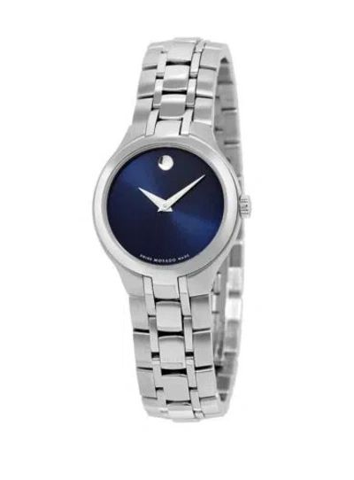 Pre-owned Movado Brand  Women's Collection Blue Dial Stainless Steel Watch 0606370