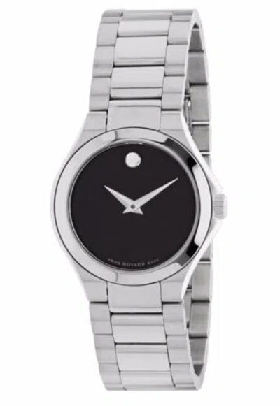 Pre-owned Movado Brand  Women's Defio Black Dial Stainless Steel 28mm Watch 0607308