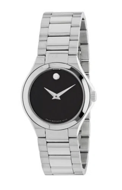 Pre-owned Movado Brand  Women's Defio Black Dial Stainless Steel 28mm Watch 0607308