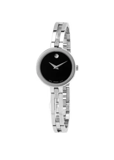 Pre-owned Movado Brand  Women's Esperanza Black Dial Diamond Bangle Watch 0607471