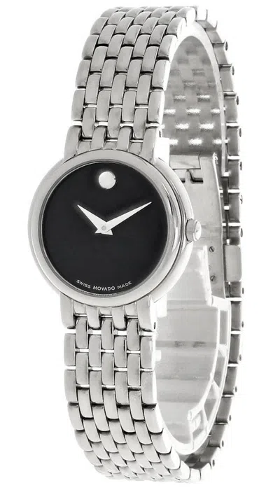 Pre-owned Movado Certa Stainless Steel Black Museum Dial Women's Watch 0605615
