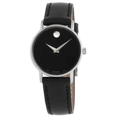 Pre-owned Movado Classic Museum Quartz Black Dial Ladies Watch 0607317