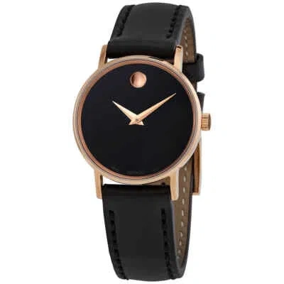 Pre-owned Movado Classic Museum Quartz Black Museum Dial Ladies Watch 0607320