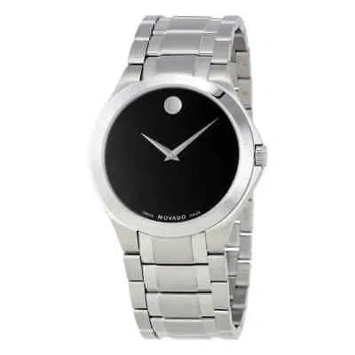 Pre-owned Movado Collection Black Dial Stainless Steel Men's Watch 0606781