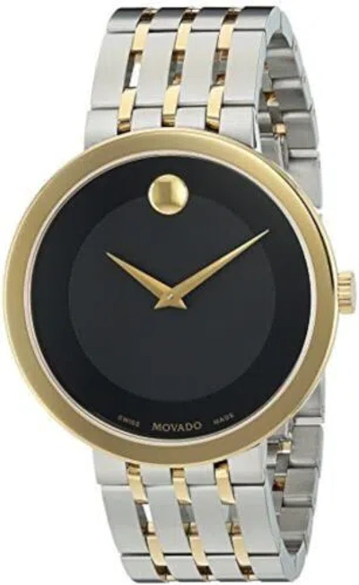 Pre-owned Movado Esperanza Black Museum Dial Two-tone Men's Analog Watch 0607058