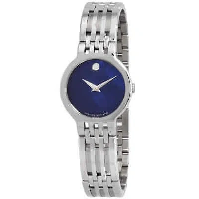 Pre-owned Movado Esperanza Quartz Blue Dial Ladies Watch 0607497