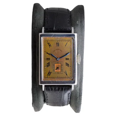 Pre-owned Movado For Shreve Crump & Low Co. Stainless Steel Art Deco Tank Style 1940's In Multi