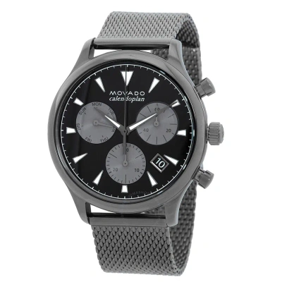 Movado Heritage Chronograph Quartz Black Dial Men's Watch 3650100 In Black / Gun Metal / Gunmetal
