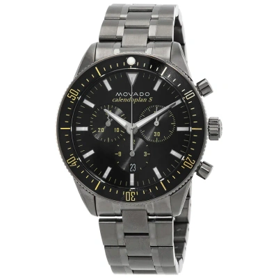 Movado Heritage Chronograph Quartz Black Dial Men's Watch 3650102 In Black / Gun Metal / Gunmetal