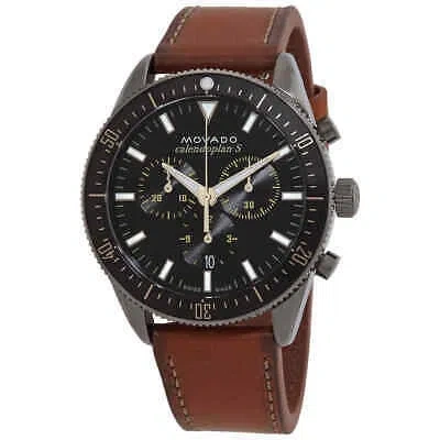Pre-owned Movado Heritage Chronograph Quartz Black Dial Men's Watch 3650123