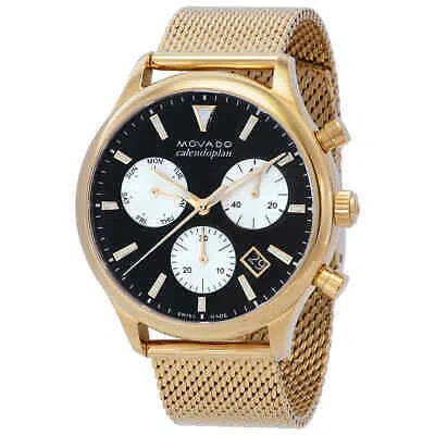 Pre-owned Movado Heritage Chronograph Quartz Black Dial Men's Watch 3650152