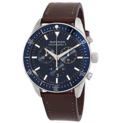Pre-owned Movado Heritage Chronograph Quartz Blue Dial Men's Watch 3650121