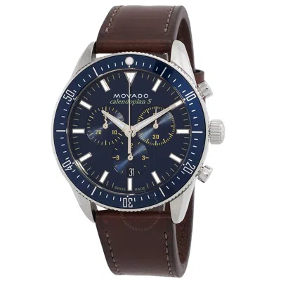 Movado Heritage Chronograph Quartz Blue Dial Men's Watch 3650121 In Brown