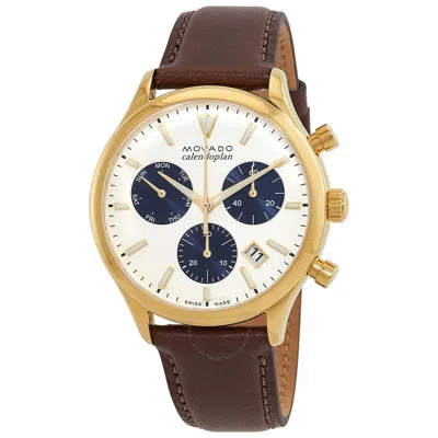 Movado Heritage Chronograph Quartz White Dial Men's Watch 3650146 In Brown