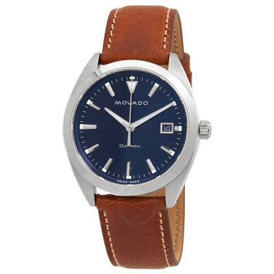 Movado Heritage Quartz Blue Dial Men's Watch 3650141 In Blue / Cognac