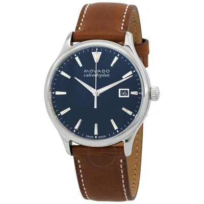 Movado Heritage Quartz Blue Dial Men's Watch 3650155 In Blue / Brown