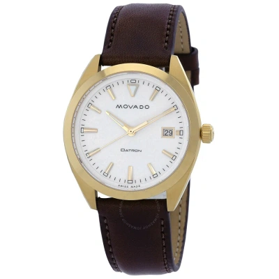 Movado Heritage Quartz White Dial Men's Watch 3650140 In Brown / Chocolate / Gold / Gold Tone / White / Yellow