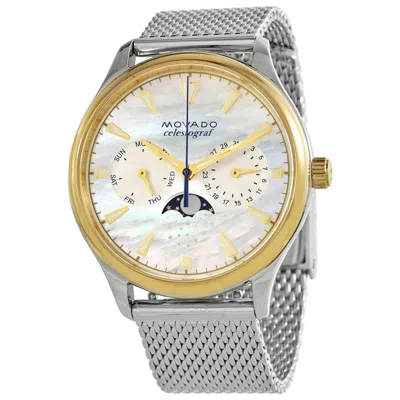 Movado Heritage Quartz White Mother Of Pearl Dial Ladies Watch 3650104 In Gold Tone / Mother Of Pearl / White / Yellow