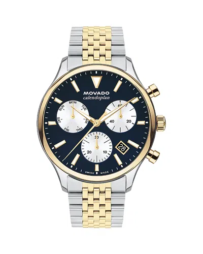 Movado Heritage Series Calendoplan Chronograph, 43mm In Blue/two-tone