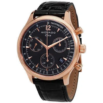 Pre-owned Movado Heritage Series Circa Chronograph Quartz Black Dial Men's Watch 3650109